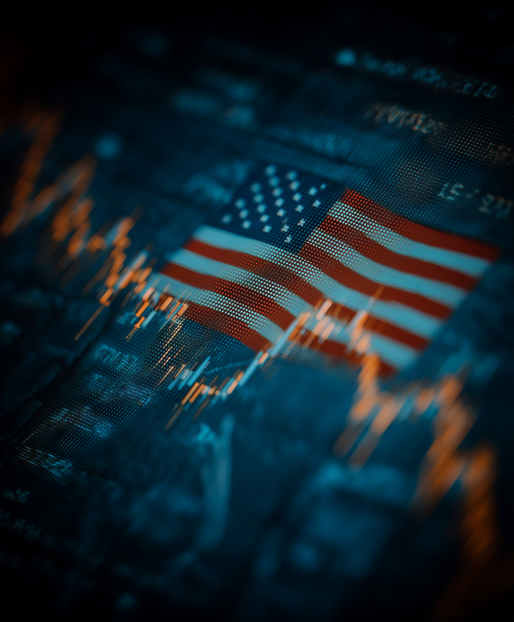 Etats-Unis d'Amerique drapeau et graphique boursier